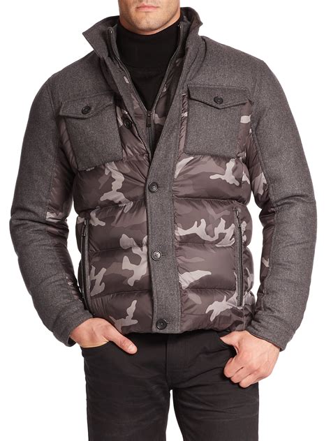 michael kors grey camo wool bomber jacket|micheal Kors men puffers jackets.